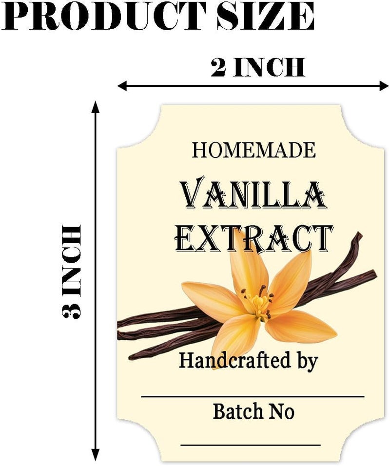 Besttile 40 Pcs Vanilla Extract Labels 2 * 3 Inch Handmade Stickers for Homemade Honeys or Extracts, Handcrafted Bottles, Bottle Label - Image 4